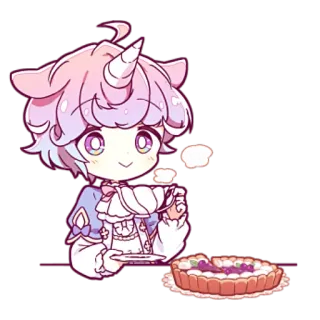 🎂 Einhorn, Dessert, Tarte, Niedlich, Chibi, Anime, Pastell telegram sticker