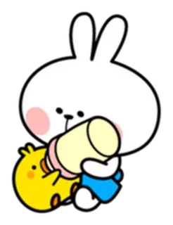 🍼 conejo, biberón, lindo, dibujos animados, animal, pato telegram sticker
