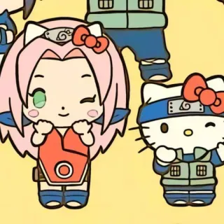 😌 Sakura Naruto anime, crossover, kawaii, hello kitty, naruto, sakura telegram sticker