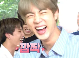 😂 깜짝 เกาหลี, เซอร์ไพรส์, น่ารัก, ดาว, ดอกไม้ telegram sticker