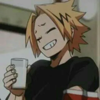 🥕 Denki Kaminari My Hero Academia Anime, My Hero Academia, Denki Kaminari, Personnage, Cheveux blonds, Personnage d'anime telegram sticker