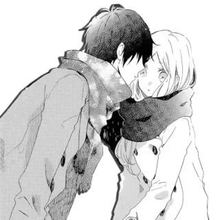 💙 Anime, Couple, Hiver, Romance, Manga, Écharpe telegram sticker