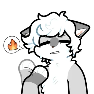 😓 Desenho animado, Fogo, Gato, Suor, Exaustão, Cansado, Quente telegram sticker