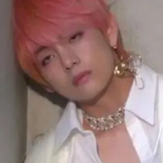 😑 person, man, k-pop, pink hair, jewelry, portrait telegram sticker