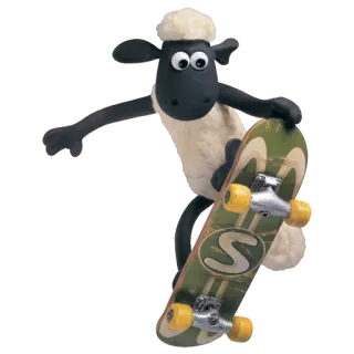 🛹 Shaun the Sheep pecora, cartone animato, skateboard, animale, animato telegram sticker