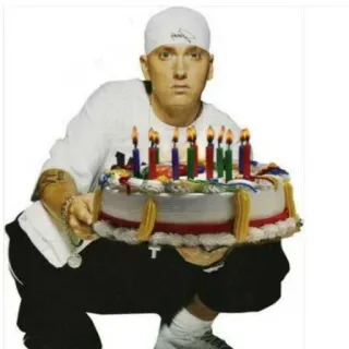 😅 Eminem eminem, birthday, cake, rapper, music, meme, celebration telegram sticker