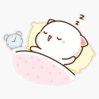 🥺 gato, dormindo, despertador, desenho animado, fofo, kawaii whatsapp sticker