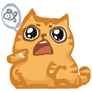 🐟 cat, animal, sticker, sad, fish, cute, cartoon telegram sticker