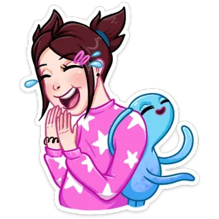 😅 woman, character, octopus, cartoon, pink, stars telegram sticker