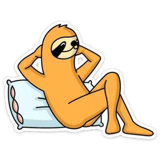 🙂 preguiça, animal, desenho animado, sono, travesseiro, relaxar whatsapp sticker
