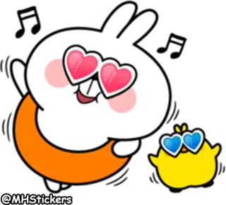 😍 @MHStickers cartoon, sticker, rabbit, chick, love, heart, cute telegram sticker
