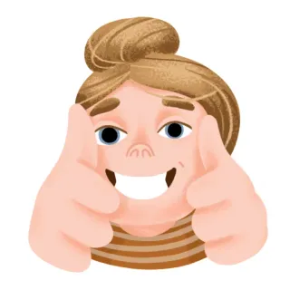 👍 pulgar arriba, aprobación, positivo, mujer, dibujo animado, gesto, chica telegram sticker