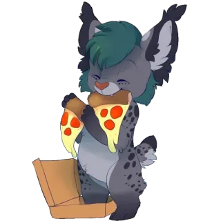 🍕 Pizza, Comida, Antropomórfico, Animal, Dibujos animados whatsapp sticker