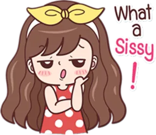 😒 What a Sissy! cartone animato, ragazza, mammoletta, insulto, personaggio telegram sticker