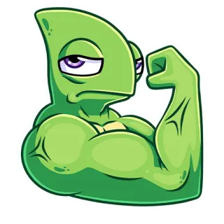 💪 Tắc kè hoa, Cơ bắp, Khoe cơ, Khỏe mạnh, Hoạt hình, Bò sát, Động vật whatsapp sticker