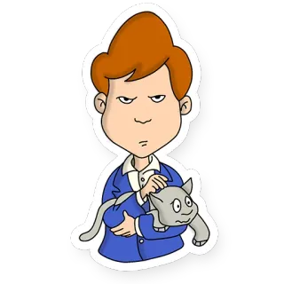 😠 cartone animato, ragazzo, gatto, adesivo telegram sticker
