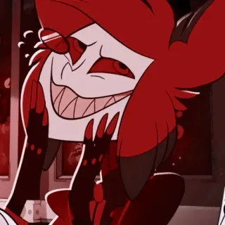 🧨 Alastor Hazbin Hotel demone, radio, sorrisetto, rosso, animazione telegram sticker