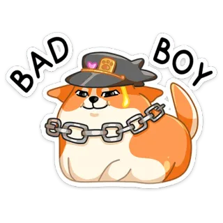 😏 BAD BOY สุนัข, หมวก, โซ่, แบดบอย, สัตว์ telegram sticker