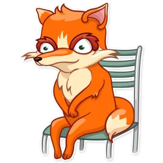 👽 fox, cartoon, animal, orange, sitting, chair, sticker telegram sticker
