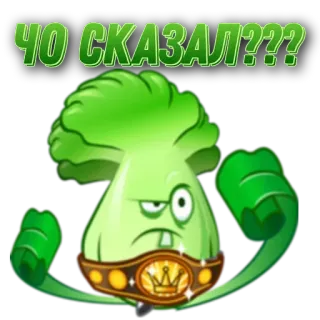 🌟 ЧО СКАЗАЛ??? plants vs zombies, boxen, cartoon, lustig, brokkoli, aggressiv telegram sticker