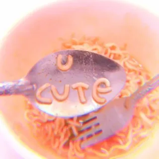 🍥 U CUTE cute, noodles, alphabet, food, soup, spoon, fork telegram sticker