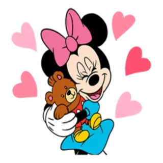 💞 Minnie Mouse cartoon, Minnie Mouse, Disney, hearts, love, teddy bear whatsapp sticker