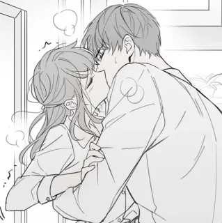 ❤ pareja, beso, romance, anime, dibujos animados, amor telegram sticker