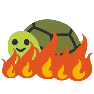 🔥 tartaruga, fuoco, animale, carino, cartone animato telegram sticker