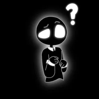 🌟 stick figure, question mark, black and white, cartoon, character, illustration telegram sticker