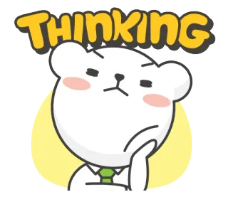 🤔 THINKING pensando, urso, desenho animado, fofo, expressão, ponderando, atencioso telegram sticker