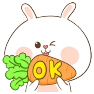 👌 OK conejo, conejito, ok, zanahoria, lindo, animal whatsapp sticker