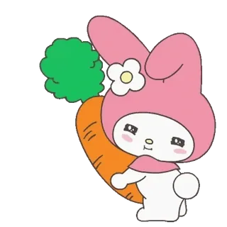 😊 My Melody My Melody, Sanrio, conejo, lindo, kawaii, zanahoria telegram sticker