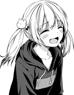 😆 Аниме, Манга, Девушка, Улыбается, Хвостики, Мультфильм telegram sticker