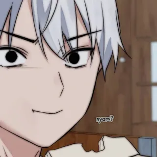 🥛 nyam? anime, cartoon, face, person, eating, hungry whatsapp sticker