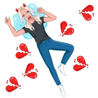 💔 smutny, płacz, złamane serce, rogi diabła, emocje, złamane serce telegram sticker