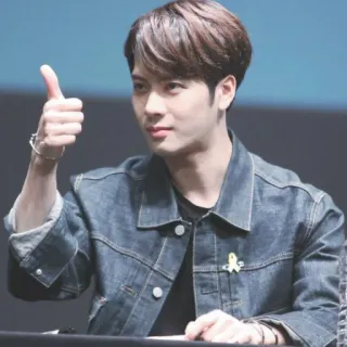 ⚔ Daumen hoch, Positiv, Mann, Jeansjacke, Porträt, K-Pop whatsapp sticker