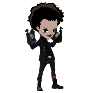 💂 Huey Freeman The Boondocks The Boondocks, Huey Freeman, Desenho animado, Arma, Negro, Afro, Comédia, Animação adulta whatsapp sticker