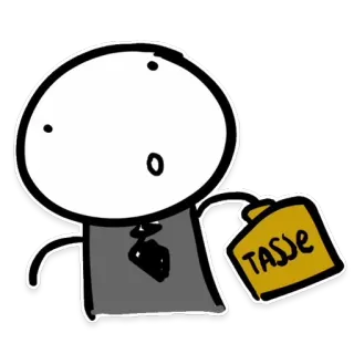 💲 TASJE Cartoon, Tee, Strichmännchen, Tasche whatsapp sticker