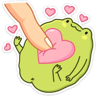 😍 katak, cinta, hati, imut, kartun, stiker, hewan whatsapp sticker