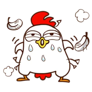 😥 Huhn, Cartoon, Tier, Schwitzen, Süß, Emoji telegram sticker
