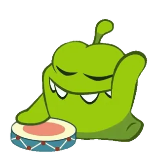🥁 Om Nom Cut the Rope Om Nom, Cut the Rope, desenho animado, personagem, bateria whatsapp sticker