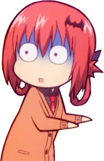 😨 Anime, Chibi, Cartoon, Verrast, Rood haar, Geschrokken telegram sticker