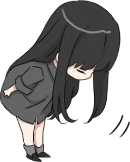 🙇‍♀️ Chibi, Anime, Ukłon, Przeprosiny, Powitanie, Japoński, Dziewczyna telegram sticker