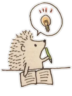 💡 hedgehog, writing, idea, lightbulb, animal, book telegram sticker