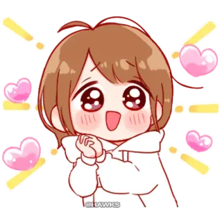 💞 HAWKS anime, dễ thương, trái tim, hoạt hình telegram sticker