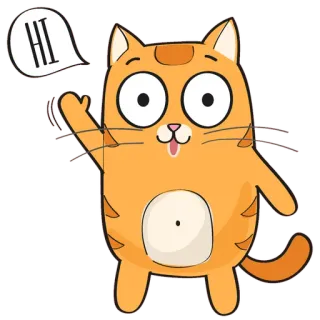 🐱 HI chat, salut, animal, dessin animé, mignon, salutation, autocollant whatsapp sticker