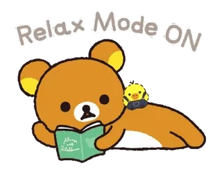 🌸 Rilakkuma Relax Mode ON медведь, отдых, чил, милый, каваий, чтение telegram sticker