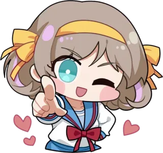 😉 gadis anime, imut, kawaii, hati, kedipan mata, seragam telegram sticker