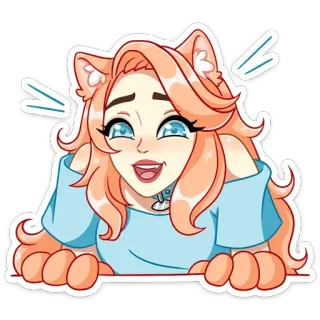 😱 cat, cat ears, girl, cute, kawaii, sticker, anime whatsapp sticker