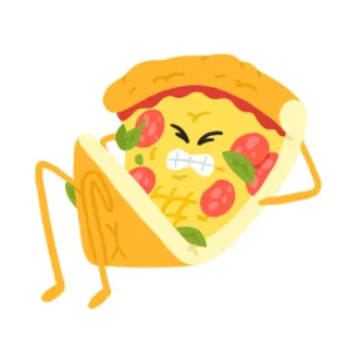🏋️ pizza, kartun, makanan, marah, potongan, pepperoni, makanan italia whatsapp sticker